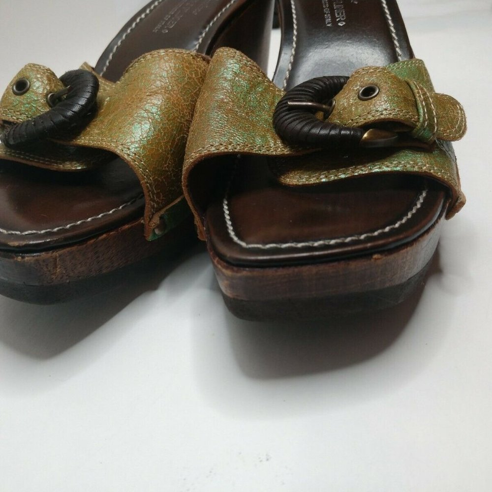 Donald J Pliner Wedge Olive Green Slides Sandals 7 - image 4